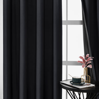 Set of 2 ultra-lightweight 100% blackout curtains with eyelets for bedrooms and living rooms