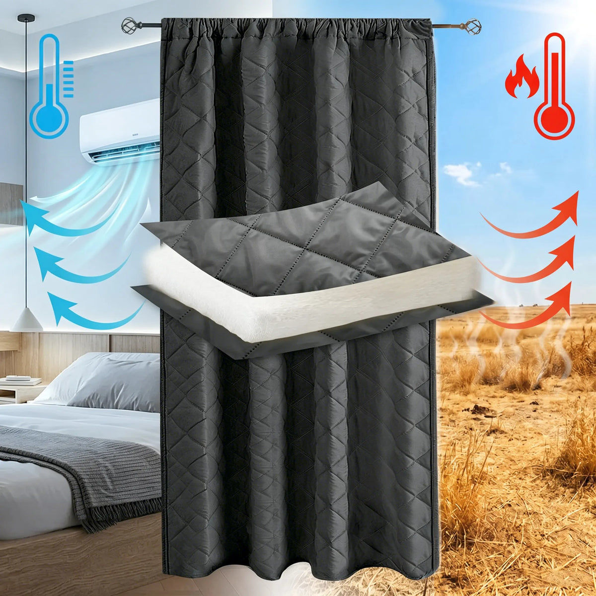 Rideau thermique matelassé léger sur mesure – Quilessa