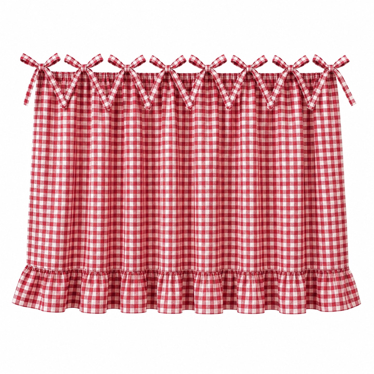 Rideau court à carreaux avec nouettes style maison de campagne