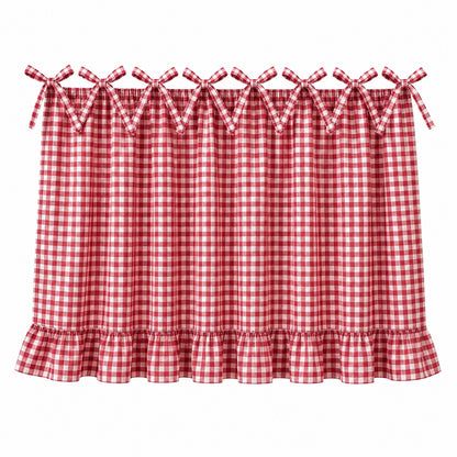 Rideau court à carreaux avec nouettes style maison de campagne