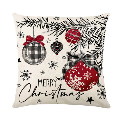 4er-Set Weihnachts-Kissenbezüge aus Leinen – Softe Dekokissen für Sofa und Bett (45×45 cm)
