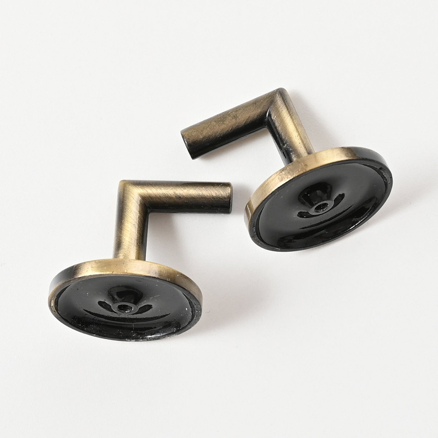 L-Shape Holdbacks Tiebacks Hooks, Black/Gold