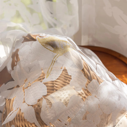 Elegant burnout voile curtain with gold butterfly embroidery, made to measure – Mariposa