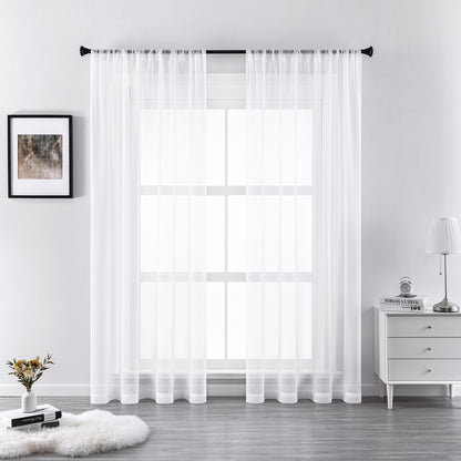 Transparent curtain in a set of 2 – white, light voile look