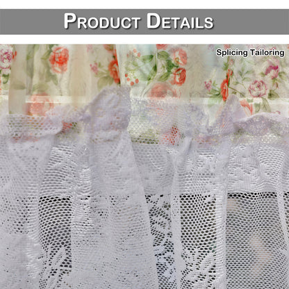 Floral Lace Sheer Short Curtains, 1 Panel, White, 132*45cm/132*60cm