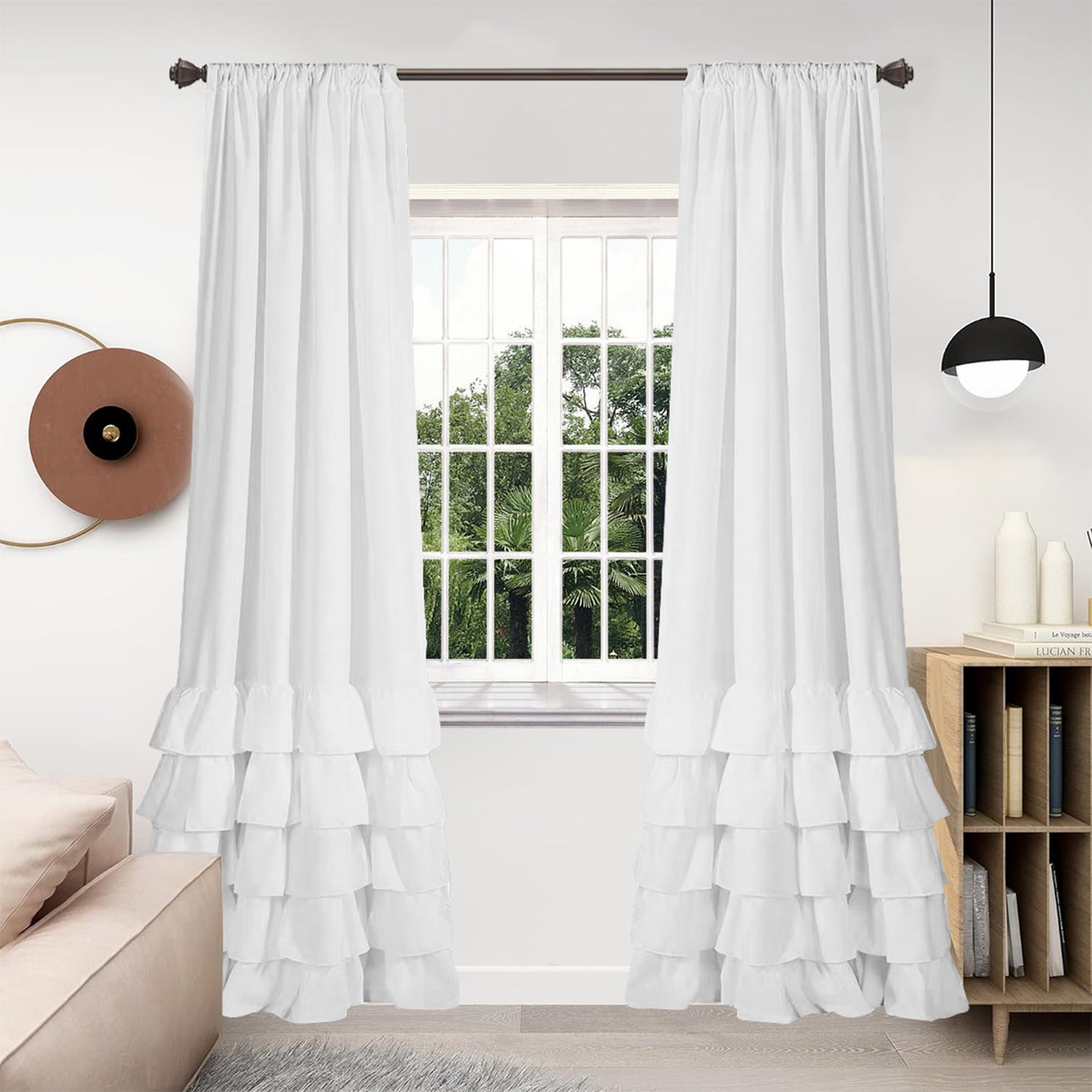 1 Panel Boho Ruffle Curtains White