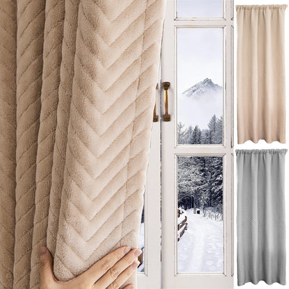 Rideau matelassé épais en peluche courte 100 % occultant et isolant thermique 1 panneau