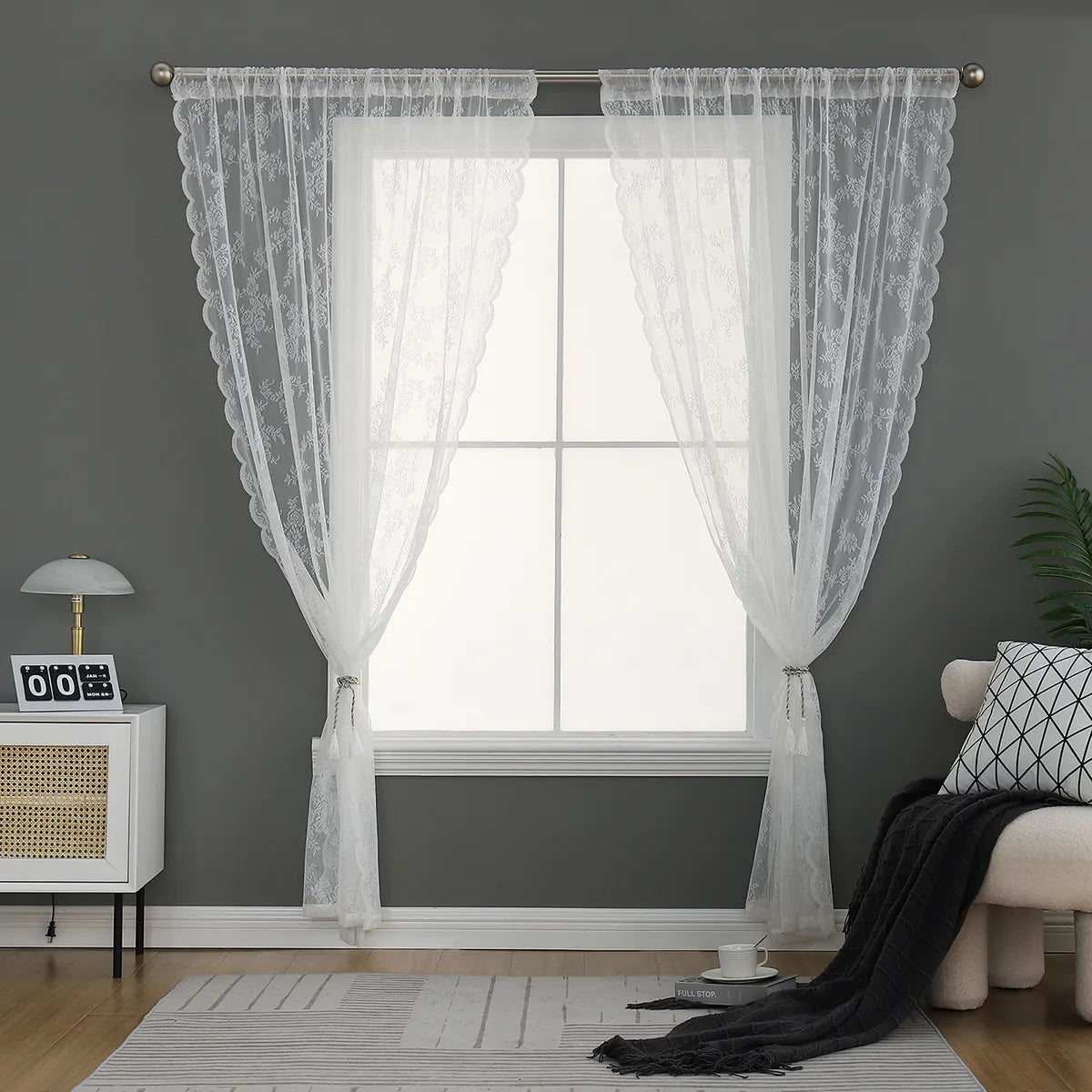 1 Panel Lace Window Sheer Curtain