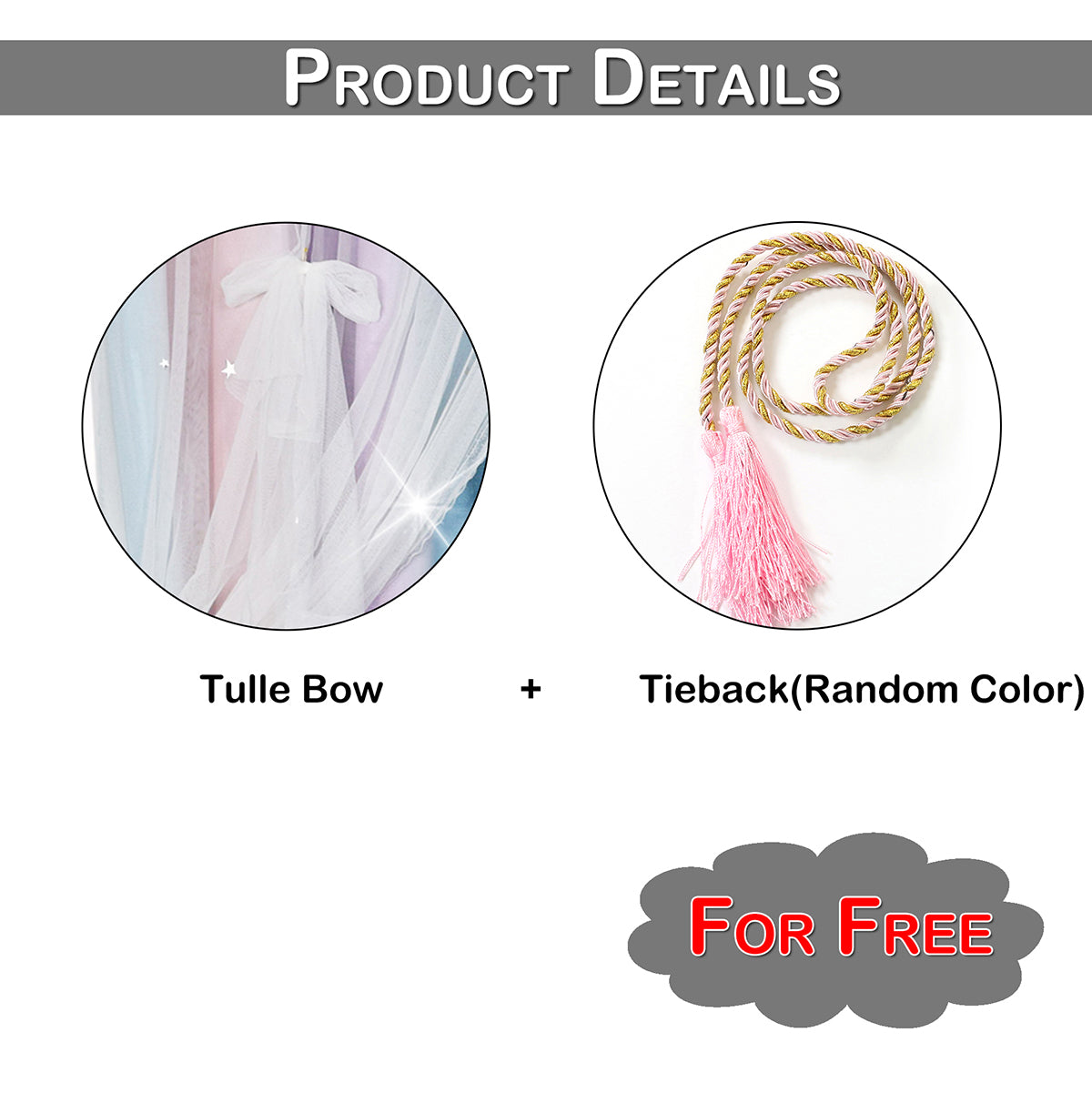 Double-Layer Princess Blackout Curtains, 1 Panel, Pink, 130x160cm/130x215cm/130x243cm