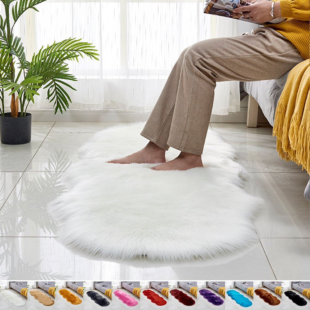Fluffy faux fur rug, long pile shaggy rug, 60x180 cm
