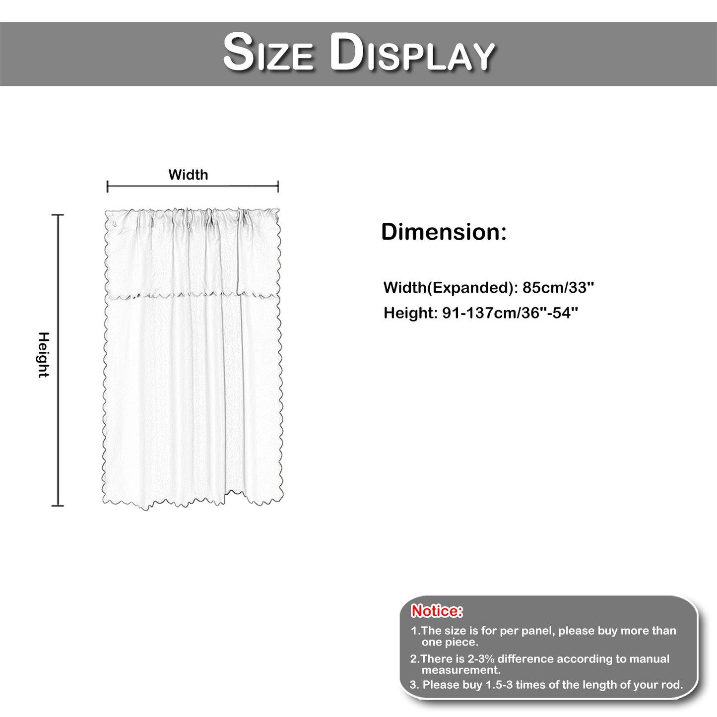 1 Panel Privacy Thermal Blackout Window Short Curtains