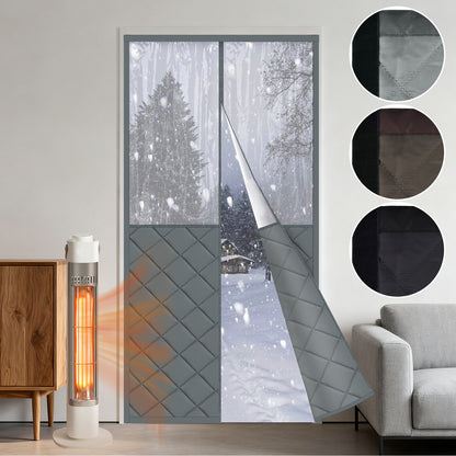 Magnetischer gesteppter Thermo Türvorhang mit großem Fenster · Wärmeschutz für Winter und Sommer
