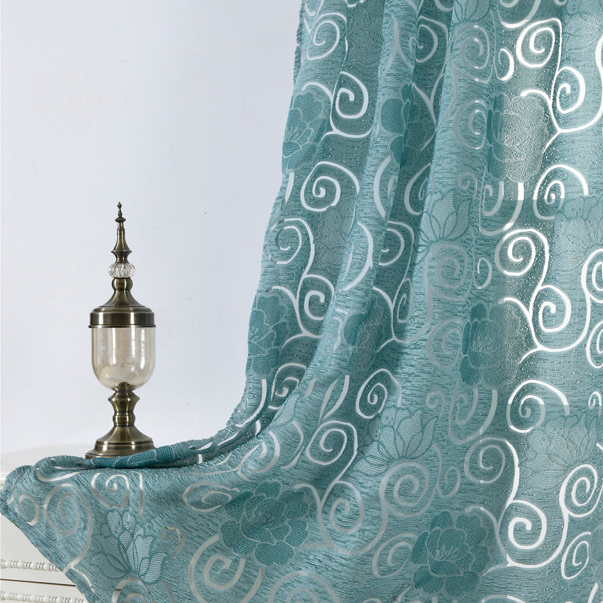 Seersucker Sheer Curtains, 1 Panel, Green, 100x130cm/100x200cm/100x250cm