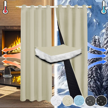 Outdoor Curtain – Waterproof, Windproof and Quilted, 100% Blackout, 1/2 Panel