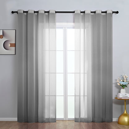 Rideaux transparents en mousseline de soie, 1 panneau, gris clair, 140 x 265 cm