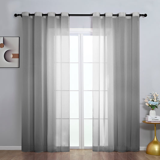 Chiffon Sheer Curtains,1 Panel, Light Gray, 140*265cm