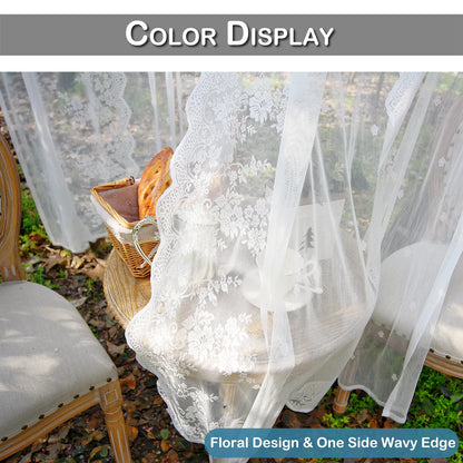 2 Panel Floral Patio Lace Sheer Curtains Decor