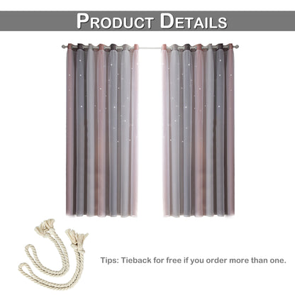 Stars Ombre Double-Layer Curtains, 1 Panel, Gray, 134*160cm/134*210cm/134*240cm/134*269cm