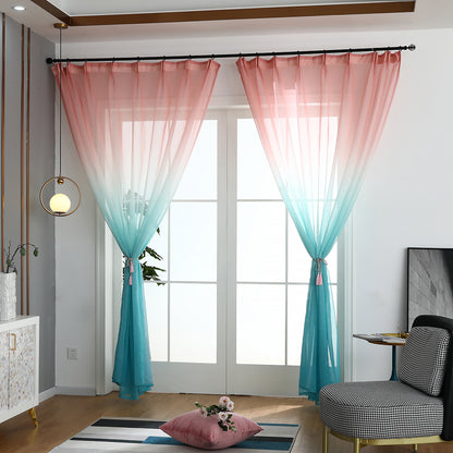 Gradient Sheer Curtains, 1 Panel, Pink-Blue, 100*250cm/140*260cm