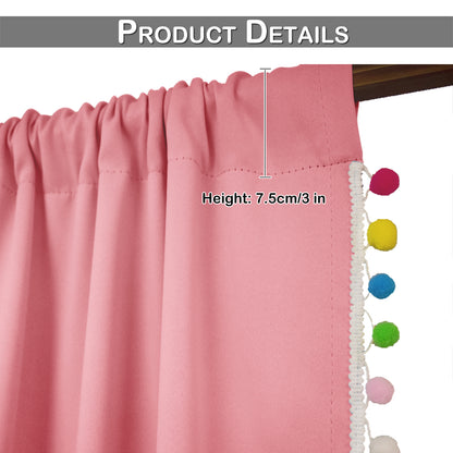 Pom Pom Blackout Curtains, 1 Panel, Pink, 132*160cm/132*213cm/132*243cm