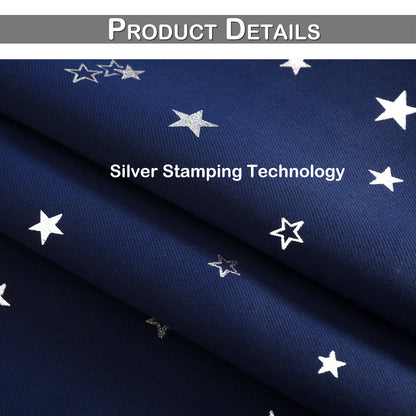 Rideaux étoiles estampés argent, 1 panneau, bleu marine, 132*114cm/132*160cm/132*213cm/132*243cm