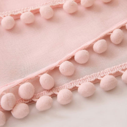 Rideaux transparents à pompons, rose, 1 panneau, 132x160cm/132x210cm/132x240cm/132x270cm