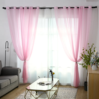 Rideaux transparents en mousseline de soie, 1 panneau, rose, 140 x 145 cm/140 x 225 cm/140 x 265 cm