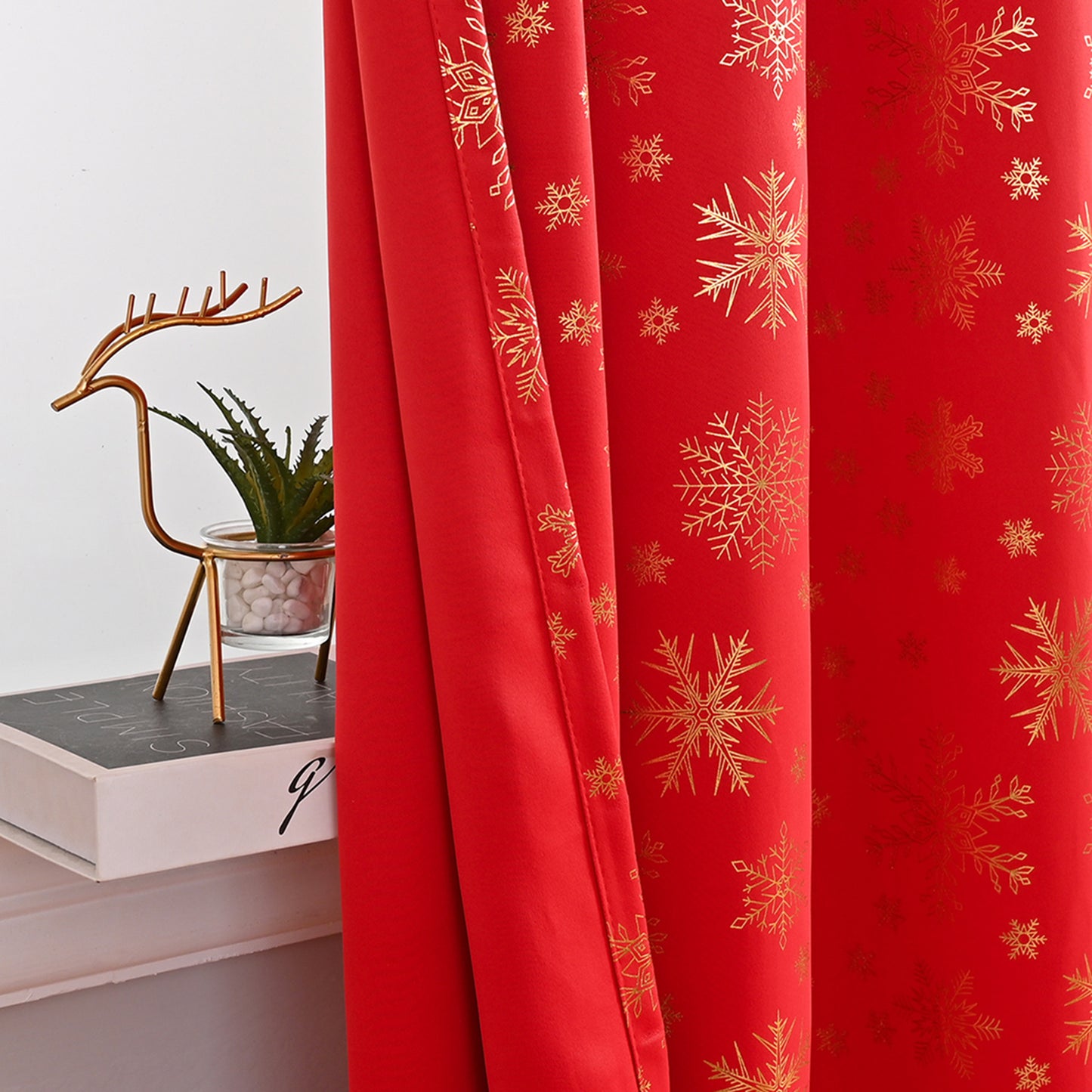 Christmas Blackout Curtains, 1 Panel, Red, 100*130cm/100*200cm/100*250cm/140*260cm