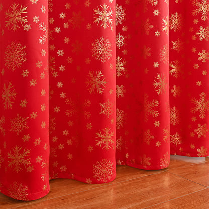 Christmas Blackout Curtains, 1 Panel, Red, 100*130cm/100*200cm/100*250cm/140*260cm