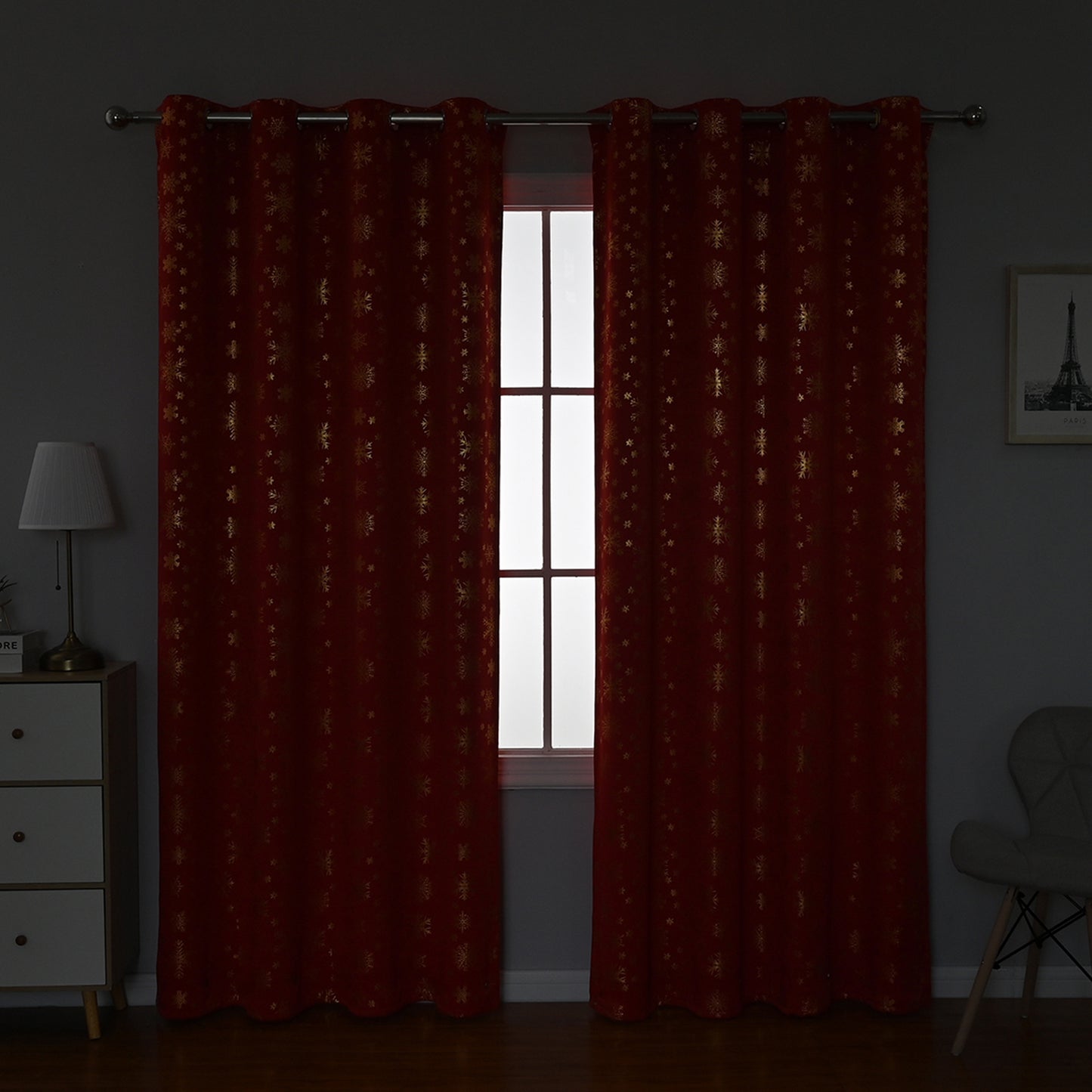 Christmas Blackout Curtains, 1 Panel, Red, 100*130cm/100*200cm/100*250cm/140*260cm