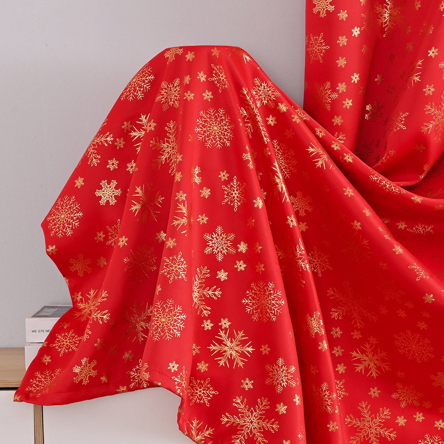 Christmas Blackout Curtains, 1 Panel, Red, 100*130cm/100*200cm/100*250cm/140*260cm