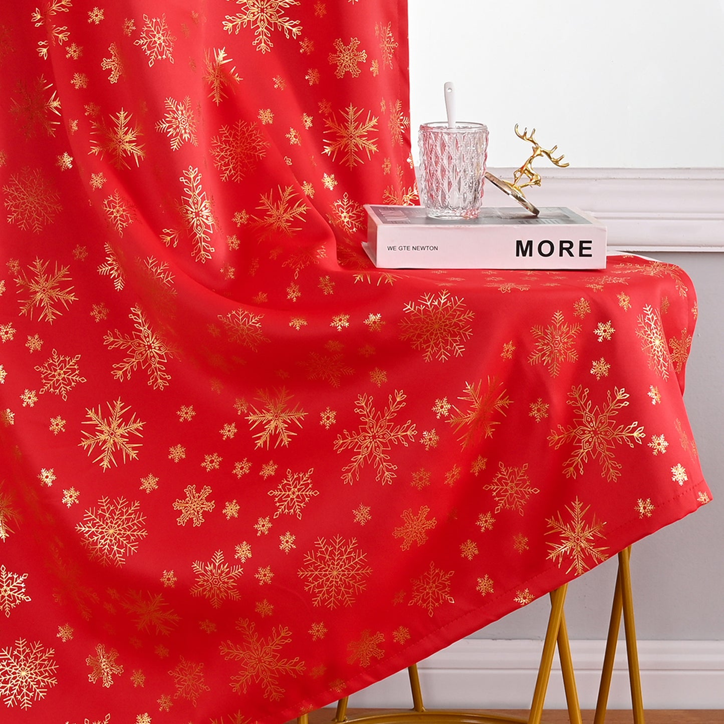 Christmas Blackout Curtains, 1 Panel, Red, 100*130cm/100*200cm/100*250cm/140*260cm