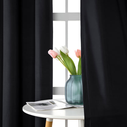 Set of 2 ultra-lightweight 100% blackout curtains with eyelets for bedrooms and living rooms