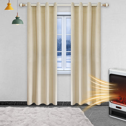 Rideau en velours épais, 1 panneau, beige, 132 x 137 cm/132 x 160 cm/132 x 213 cm