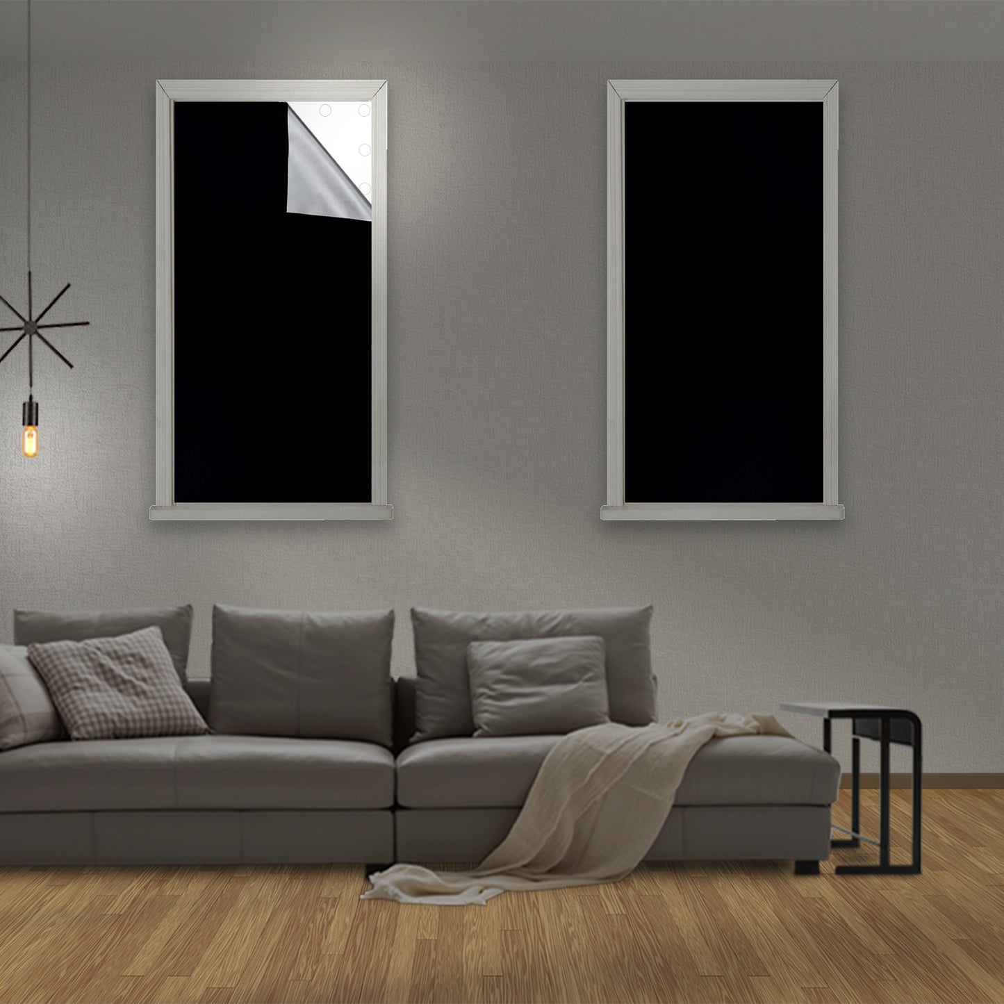 Blackout DIY Curtains, 1 Panel, Black&Silver, 145x300cm