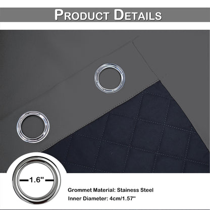 Outdoor Curtain – Waterproof, Windproof and Quilted, 100% Blackout, 1/2 Panel