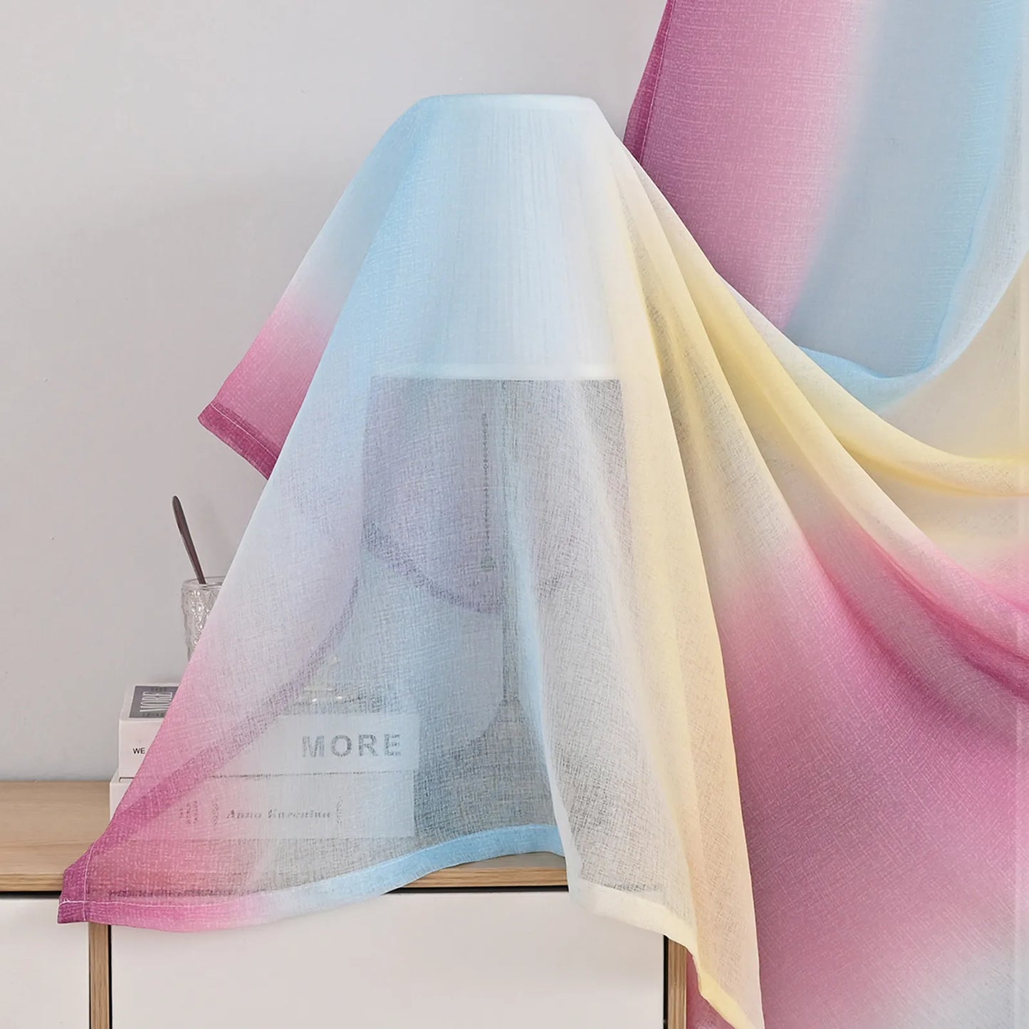 1 Panel Ombre Fenster Sheer Transparent Wohnzimmer Schlafzimmer Vorhänge Ösen