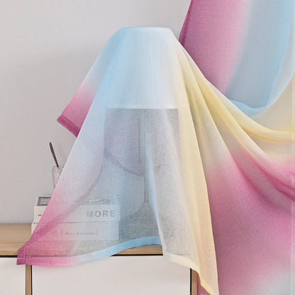 1 Panel Ombre Fenster Sheer Transparent Wohnzimmer Schlafzimmer Vorhänge Ösen