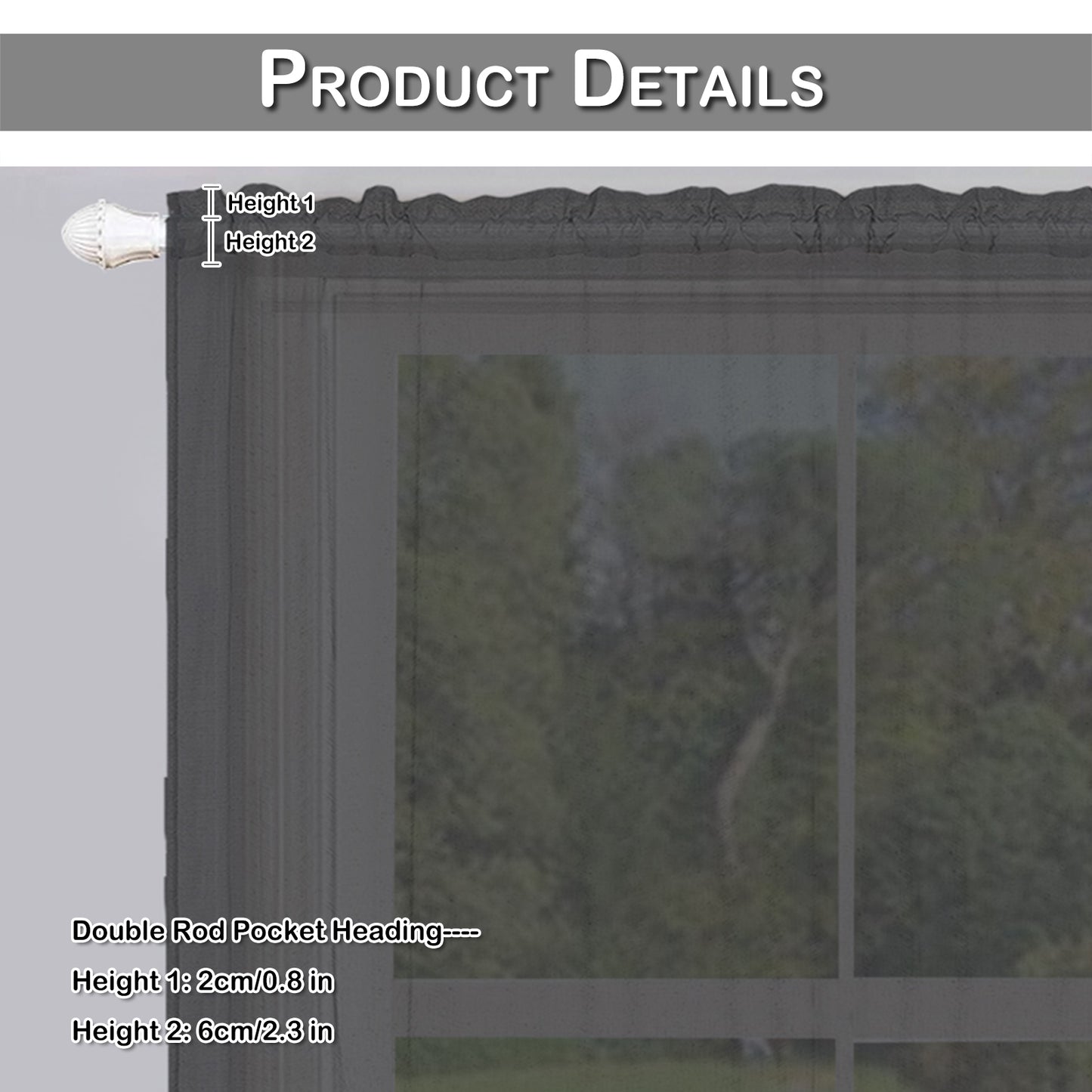 1 Panel Waterproof Short Sheer Tier Curtain