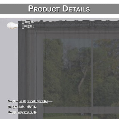 1 Panel Waterproof Short Sheer Tier Curtain