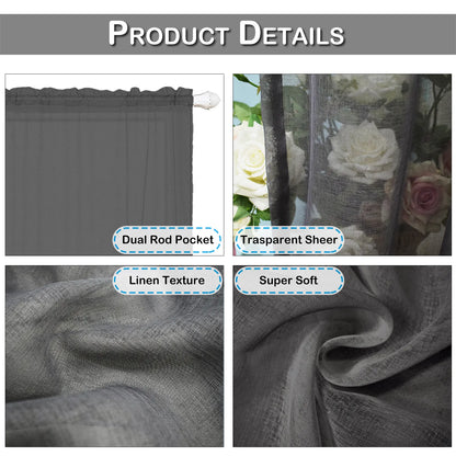 1 Panel Waterproof Short Sheer Tier Curtain