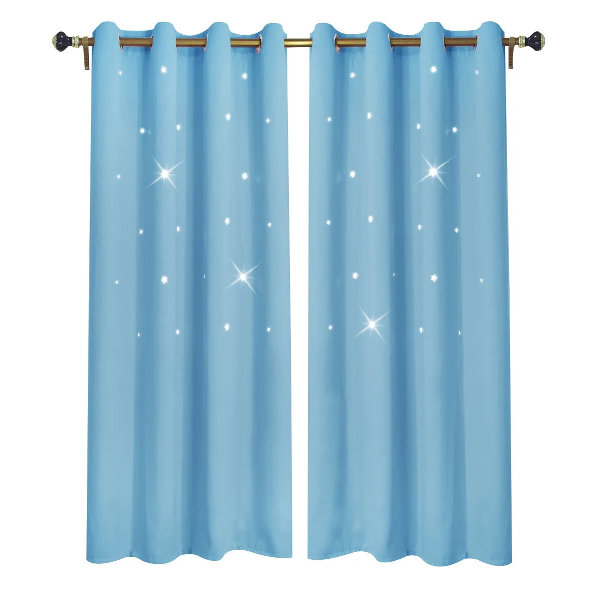 Blackout curtain with cut-out stars and overlay design