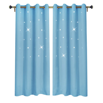 Blackout curtain with cut-out stars and overlay design