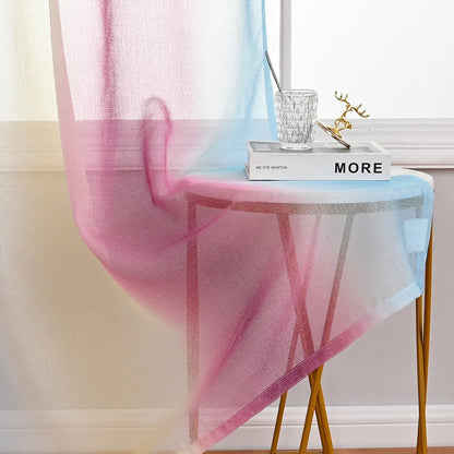 1 Panel Ombre Fenster Sheer Transparent Wohnzimmer Schlafzimmer Vorhänge Ösen