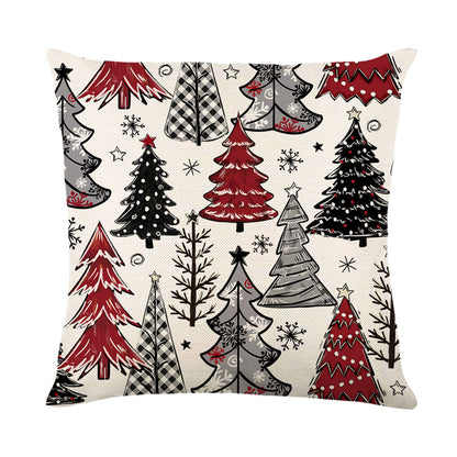 4er-Set Weihnachts-Kissenbezüge aus Leinen – Softe Dekokissen für Sofa und Bett (45×45 cm)