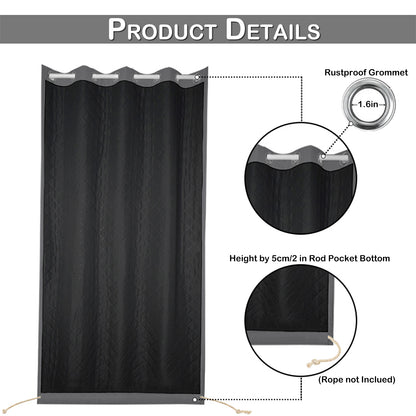 Outdoor Curtain – Waterproof, Windproof and Quilted, 100% Blackout, 1/2 Panel