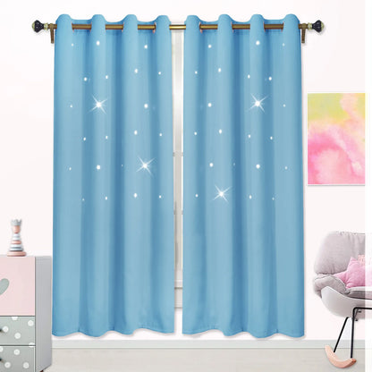 Blackout curtain with cut-out stars and overlay design