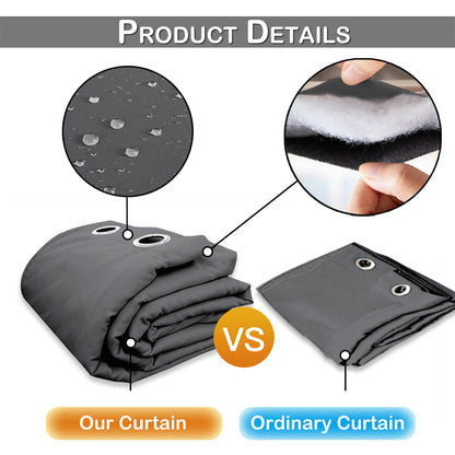 Outdoor Curtain – Waterproof, Windproof and Quilted, 100% Blackout, 1/2 Panel