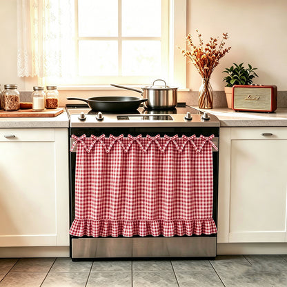 Rideau court à carreaux avec nouettes style maison de campagne