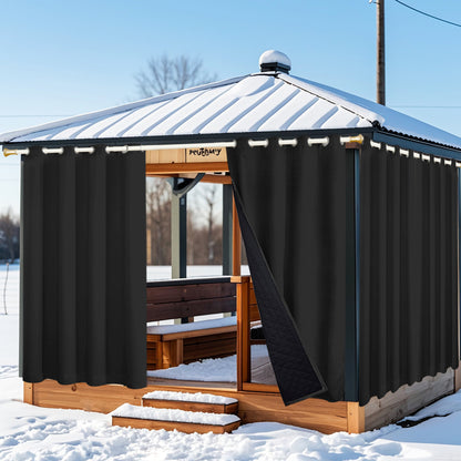 Outdoor Curtain – Waterproof, Windproof and Quilted, 100% Blackout, 1/2 Panel
